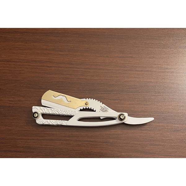 White Premium Straight Edge Razor Shaving Hair Cutting Mustache Shaping