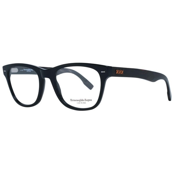 Ermengildo Zegna Couture Rectangular Eyeglasses ZC5001 001 Size: 52mm Black/Ebony/Horn