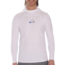 iQ-UV Men's Long-Sleeved Hooded Shirt - Rash Guard for Men with UPF 50+ Sun Protection for Active and Water Sports - Swimming Shirt for Men - Breathable and Quick-Drying, White, L