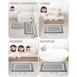 Color&Geometry Soft Microfibre Bath Mat, Non-Slip Bathroom Rug, Machine Washable, Water Absorbing Bath Mat, High Pile Rugs for Shower, Bathroom