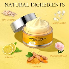 SHVYOG Hidratante facial con vitamina C, crema facial de cúrcuma, hidratación antienvejecimiento, crema reafirmante e iluminadora para manchas oscuras