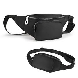 Amexo Belt Bag for Men and Women, Fashion Waterproof Bum Bag with 3 Zip Pockets, Adjustable Strap, Sports Waist Bag for Cycling, Running, Jogging, Outdoor Workout (Black), black, Fashion