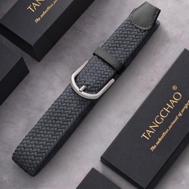 TANGCHAO Elastic Braided Belt for Men & Women， No Hole Adjustable Design ， Breathable Elastic Braided， All Day Comfort