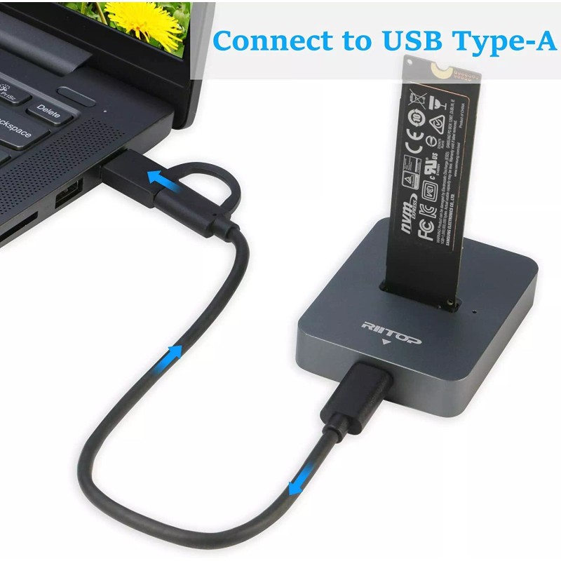 RIITOP M.2 to USB Docking Station,NVMe to USB C Reader