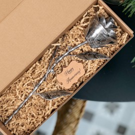 BESZONE Iron Rose Gifts for Her 6th Anniversary Metal Rose Everlasting 6 Year Wedding Anniversary Iron Gifts 11th 11 Year Steel Flower for Wife Husband Him Couples, Handcrafted Love Stained Artwork