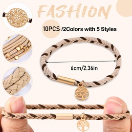 Boho Bracelet Hair Ties for Women and Girls - No Damage Hair Elastics & Fashion Accessories, Dual-Use Ponytail Holders for Thin to Thick Hair, Seamless Elastic Hair Bands (white-apricot)