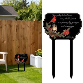 Memorial Grave Marker Cemetery Decorations for Grave Acrylic Memorial Remembrance Stake Garden Yard Site Outdoor Sympathy Decor for Heavenly Celebrations Anniversaries Funerals Events(13.8'' x 8.3'')