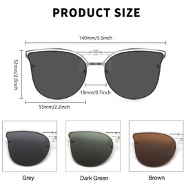 Long Keeper 3 Pair Polarised Clip on Sunglasses for Women Men UV400 Cat Eye Metal Frame Flip up Sunglasses Clip on Glasses for Driving Fishing Outdoors