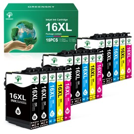 GREENSKY Multipack 16 XL Printer Cartridges Compatible with Epson 16XL Cartridge for Epson WF 2630 WF 2760 WF 2660 WF 2510 Workforce WF-2760 WF-2630 WF-2660 WF-2510 WF-2750 WF-2650 WF-2540 (Pack of