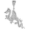 2 3/4 inch Large Sterling Silver Dragon Pendant for Men