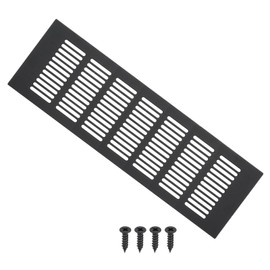 PATIKIL 12 x 4 Inch Door Air Vent Cover, Aluminum Grille Ventilation Cover Louvered with Mounting Screws for Cabinet Wardrobe Door, Black