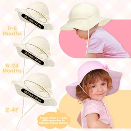 Cooraby 2 Pack Baby Girl Sun Hat with UPF 50+ Outdoor Adjustable Beach Hat with Wide Brim Bucket Hats for Toddlers
