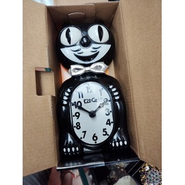 Kit-Cat BLACK TUXEDO  KIT KAT CLOCK -Full Size - 15.5"- MADE IN THE USA   BLACK