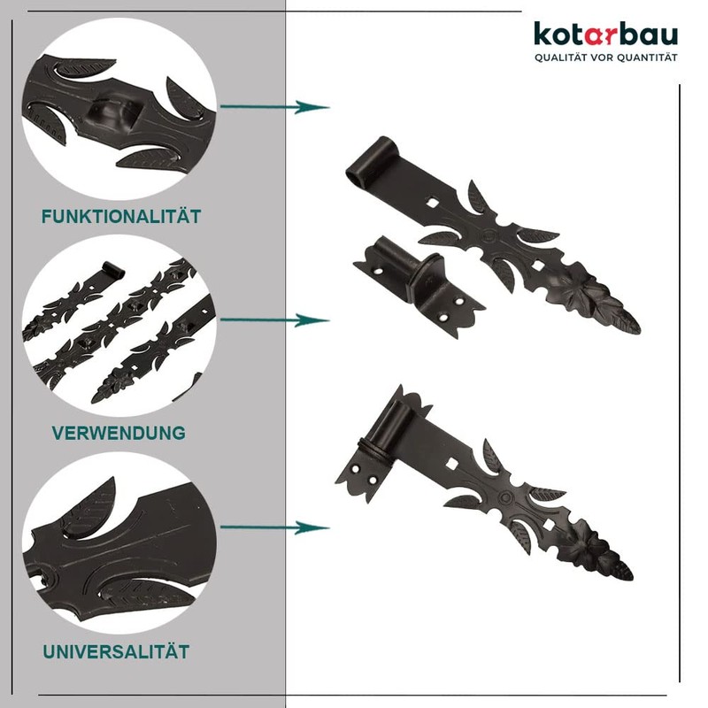 KOTARBAU® Shutter Hinge Wrought Iron with Brackets 300 mm Door