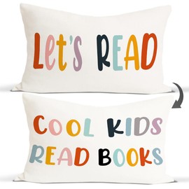 Rusenbao Classroom Kids Reading Decorative Pillows Covers for Bed, 12x20 Pillow Cover, School Girl Style Classroom Decor, Toddler Reading Nook Nursery Decor for Couch Bedroom Playroom