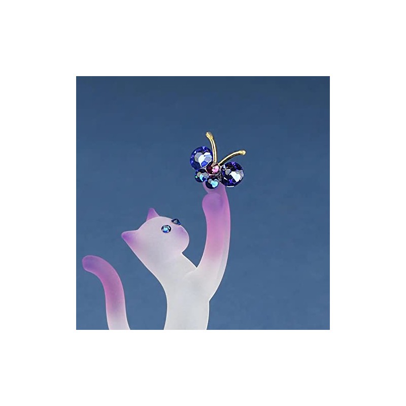 Glass Baron Princess Cat with Butterfly Figurine