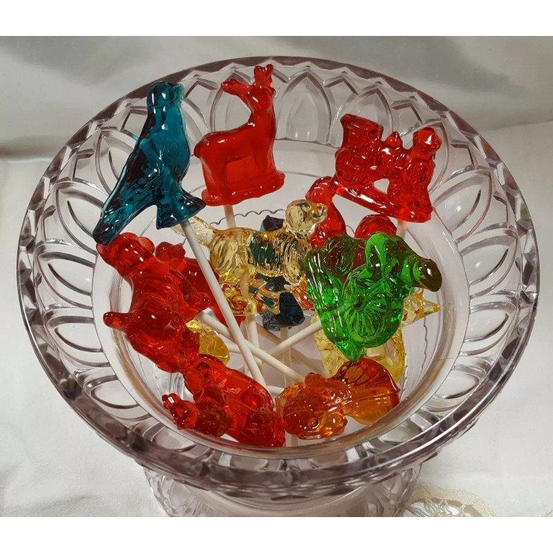 Handmade Vintage Clear Toy Candy, Barley Lollipops - 13 Count