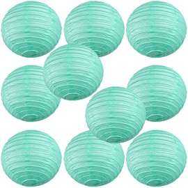 WYZworks Round Paper Lanterns 10 Pack (Aquamarie, 14") - with 8", 10", 12", 14", 16" Option