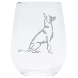 Malinois (M2) themed, dog stemless wine glass, 17 oz.