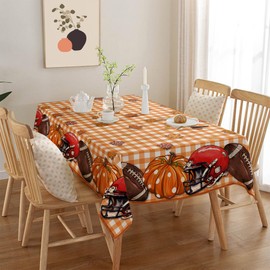 Yarcooly Fall Tablecloth Rectangle Autumn Football Table Cover Fall Thanksgiving Pumpkin Door Decor Waterproof Fall Decorations for Home Party