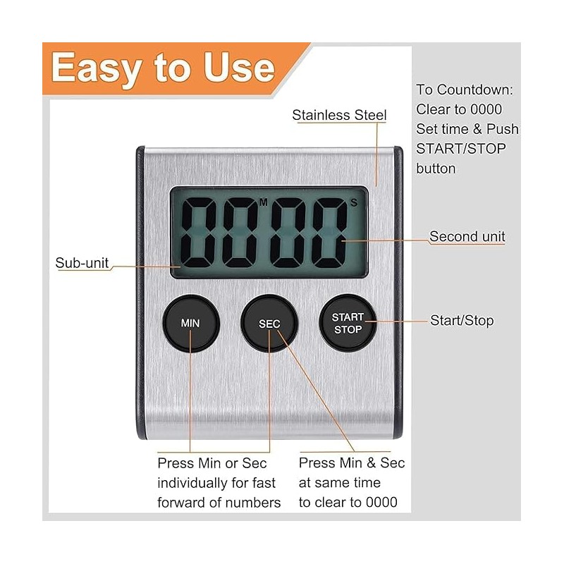 Kyzistn Digital Kitchen Timer, Kitchen Timer, Magnetic Kitchen Timer, Big