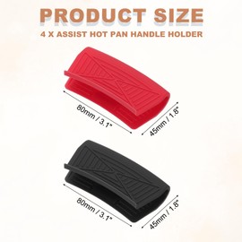 uxcell 4 Pcs Silicone Assist Hot Pan Handle Holder Hot Skillet Handle Covers Pot Holder Sleeve Non-Slip Heat Resistant for Kitchen Pot Frying Pans Cookware (Black/Red)
