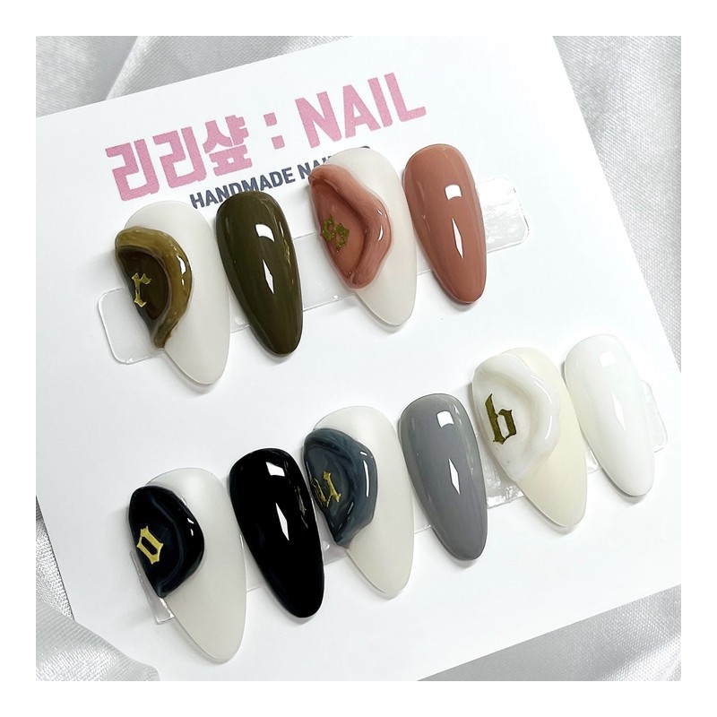 Plain sealing handmade nail tips, fall/winter - white / 플레인