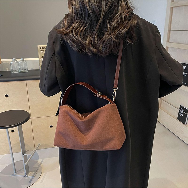 WEEKXING Suede Bags for Women Retro Slouchy Shoulder Bag Satchel