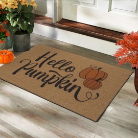 Likiyol Fall Door Mat Coir Doormat Fall Outdoor Mat, Fall Door Mat Outdoor Welcome Mat Fall Front Door Mat, Hello Pumpkin Thanksgiving Door Mats Outdoor Indoor Entrance Fall Outdoor Rug, 18" x 30"