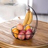 Basicwise Wire Metal Fruit Basket Holder with Banana Hanger, Black,