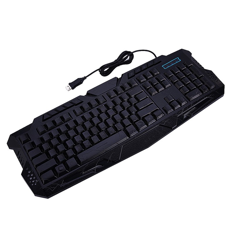 Wired 3 Color Backlit Gaming Crack Bilingual Keyboard with Multimedia