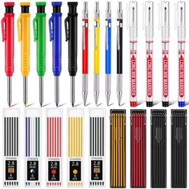 MotiMind 22 Pack Mechanical Carpenter Pencil Set with 78 Pencil Refills and Sharpener, Mechanical Pencils, Deep Hole Long-nib Marker Pens for Architect Heavy Duty Construction Pencils for Woodworking