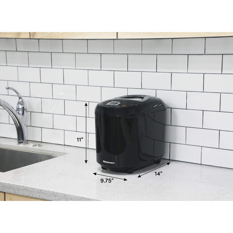 Elite Gourmet EBM8103B Programmable Bread Maker Machine 3 Loaf Sizes,