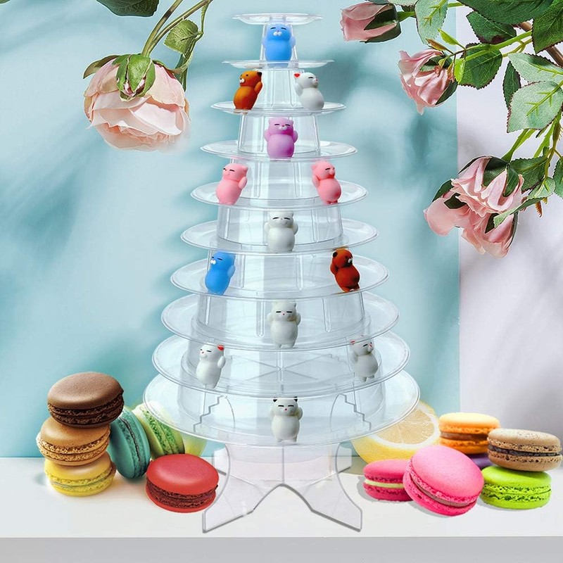 10 Tier Round Macaron Tower Stand Adjust Tiers Level Dia