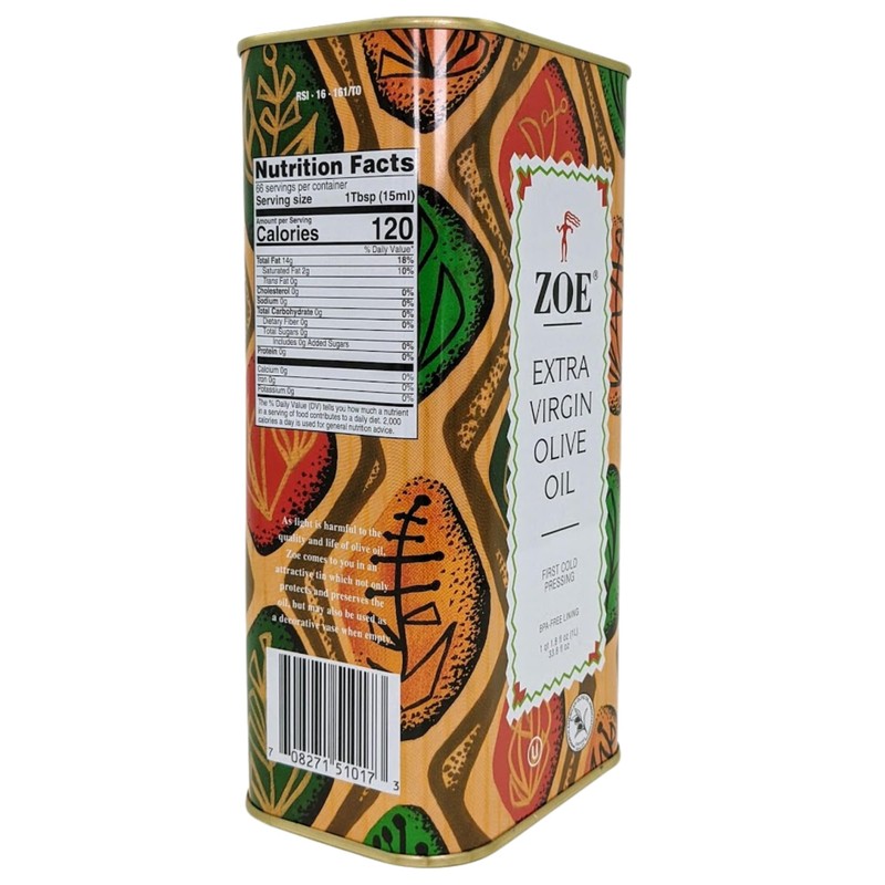 ZOE Extra Virgin Olive Oil, 1-Liter Tins (Pack of 2)