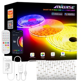 MIWISE RGB COB LED Strip Light,Color Changing LED Strip Lights Compatible with Alexa/Google,24V Music Sync Bright Flexible LED Tape Lighting for Bedroom,Kitchen,Bar,Under Cabinets,DIY Decoration,20ft