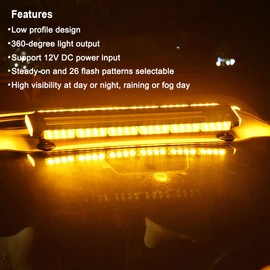 WOWTOU Roof Top Safety Flashing 56 LED Amber Green Emergency Light Bar for Vehicles Trucks POV, Strong Magnetic Double Side Strobe Beacon Lights