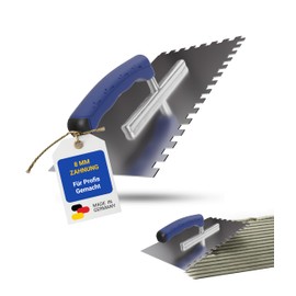 Karl Dahm® Soft Grip Toothed Trowel 8 mm - Professional Smoothing Trowel Made of Stainless Steel - Ergonomic Handle - Fatigue-Free Working - Made in Germany - 10641