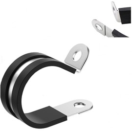 LAZIRO 20 Pack 3/4 Inch Cable Clamps with updated Riveted Reinforce, 304 Stainless Steel Rubber Cushioned Insulated Clamp, Loop Clamps, Pipe Clamps, Metal Wire Clamps for Wiring, Pipes and Hoses