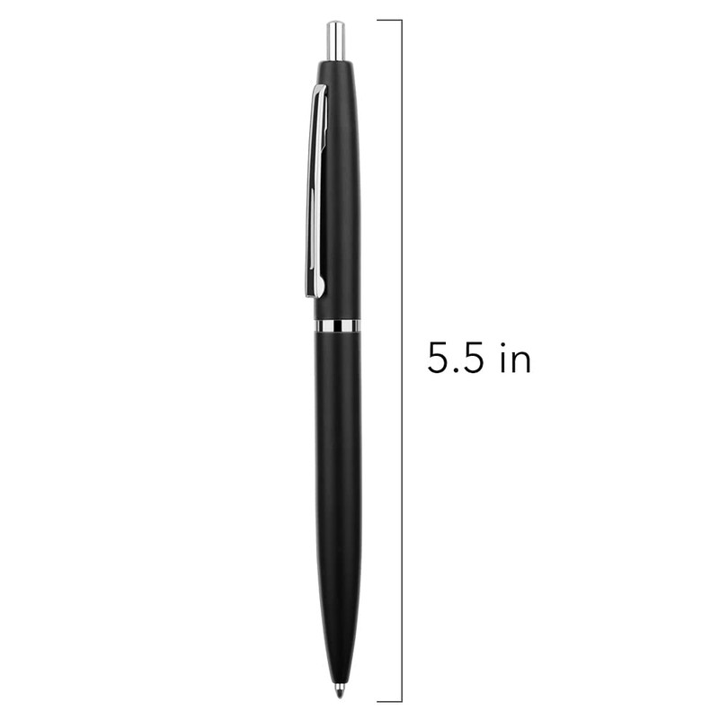 Unibene 6 Pack Black &Sliver Click Ballpoint Pens - Black