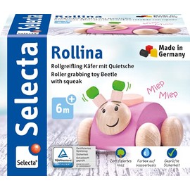 Rollina 61072 Pink Wooden Grasping Toy with Squeaker 7.5 cm