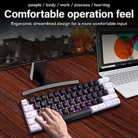 Teclado Portátil G61 Mini RGB, Teclado Ergonómico para Juegos con Cable de Sensación Mecánica, Teclado de 61 Teclas con Retroiluminación LED para...  