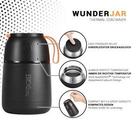 720°DGREE Thermo Food Flask “wunderJar“ - 450ml, 650ml - Premium Stainless Steel Insulated Box - Perfect Insulating Container for Hot Lunch, Baby-Food, Soup, Meal & Outdoor-Dinner - BPA-Free
