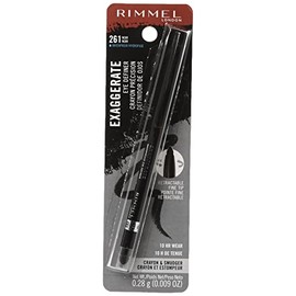 Rimmel Exaggerate Eye Definer, Noir, 1 Count, Waterproof Long Lasting Easy Twist Up Self-Sharpening Eye Color Pencil