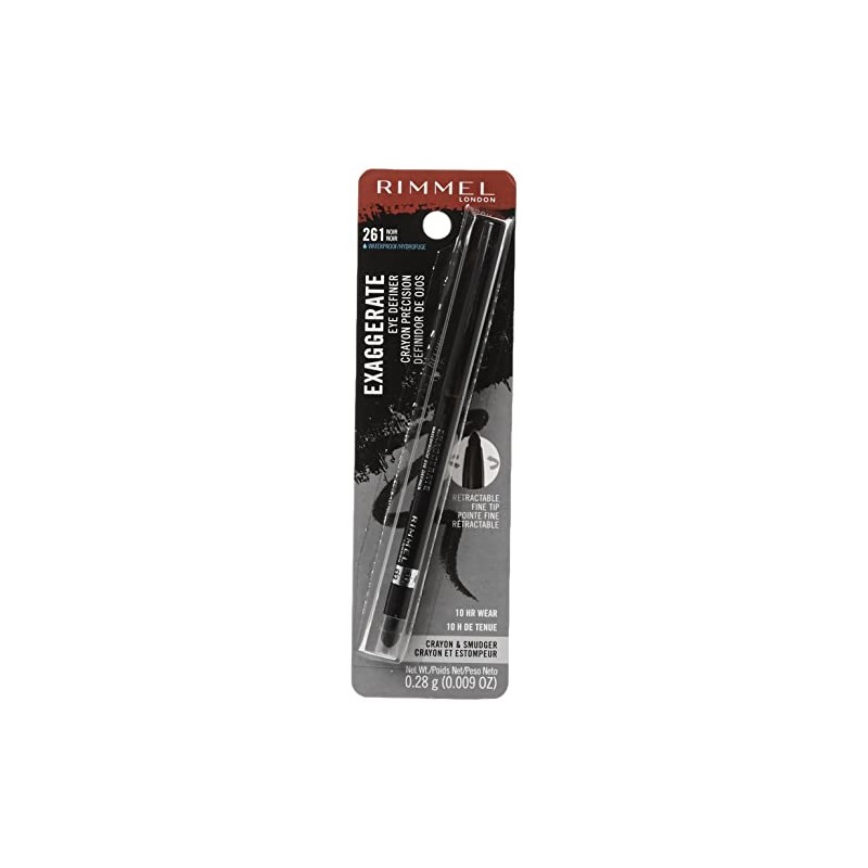 Rimmel Exaggerate Eye Definer, Noir, 1 Count, Waterproof Long Lasting