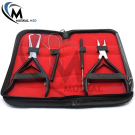 MuskalMed Professional Hair Extension & Beading Tool Kit Remove Plier Set for beads (4 Piece) I-Link Micro Ring Loop Needle Pulling Hook Threader Wire for Silicone Rings (Black)