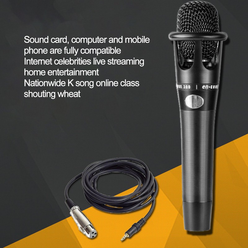 E300 Handheld Microphone with XLR 3.5mm Audio Cable for Music