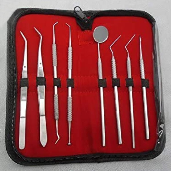 PRO Set Dental Dentist Pick Tool Kit + Leather Case