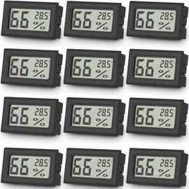 Set of 12 Vaikby Digital Indoor Thermometer Hygrometer, LCD Room Hygrometer Indoor, Temperature Humidity Meter Humidity Meter for Home Office Greenhouse