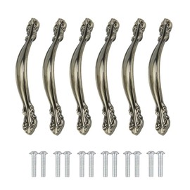 Dtoterul Pack of 6 Cabinet Handles, Vintage Kitchen Handles, Bronze Furniture Door Handles, Antique Vintage Style Door Handles, Carved Drawer Handles, Handles for Kitchen Cabinets, 96 mm Hole Spacing,